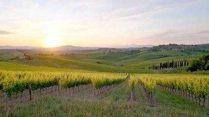 Obraz premium Serene Landscape of Val d'Orcia in Tuscany at Sunset