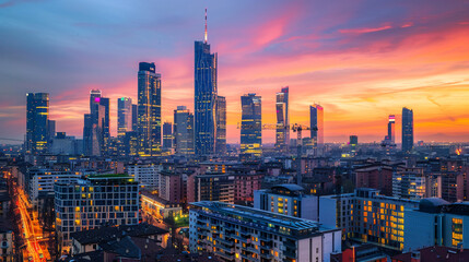 Obraz premium view of city at evening 