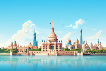 Fototapeta premium Famous World Landmarks and Sights for Travelers, From Iconic Cities to Natural Wonders