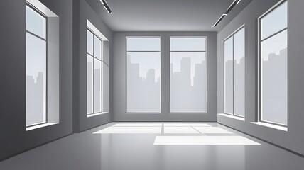 Fototapeta premium Gray background for product presentation with shadow and light from windows