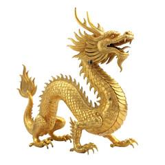 Obraz premium chinese golden dragon statue on white background
