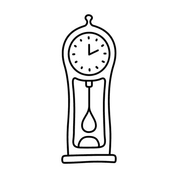 recommend clip art: レトロな振り子時計のシンプルな手描き線画イラスト　透過背景の切り抜き