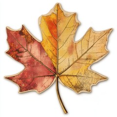 Fototapeta premium Vintage scrapbook style collage paper sticker cutout of a sycamore leaf on white background