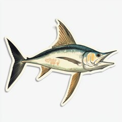 Naklejka premium Vintage scrapbook style collage paper sticker cutout of a marlin on white background