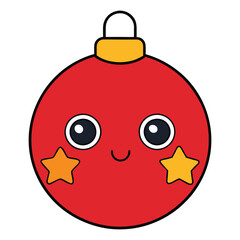 Obraz premium Vector Line Art Christmas Ball in White Background