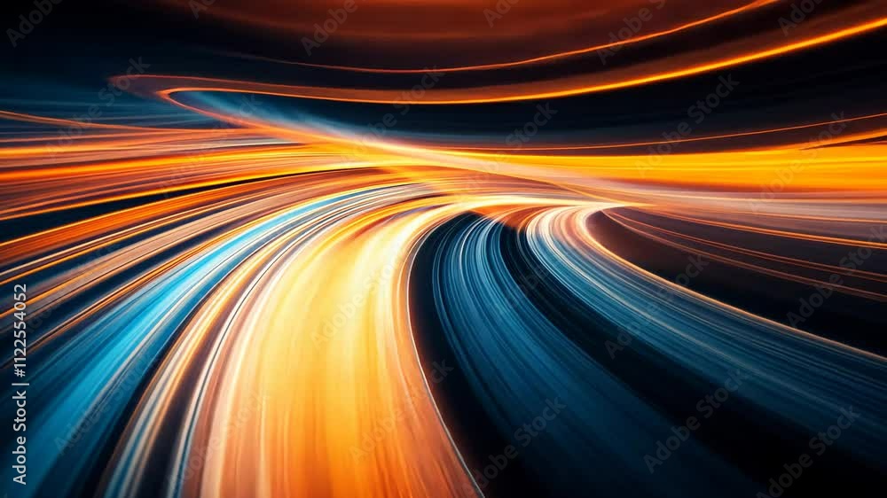 Aufkleber abstract light trails with dynamic curves in
