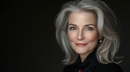 Naklejka premium Confident Mature Woman Portrait Silver Hair Elegance Success