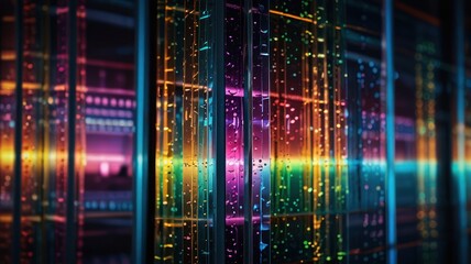 Obraz premium Colorful illuminated glass panels with internal particles