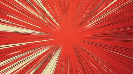 Abstract red comic radial speed line background, cartoon background