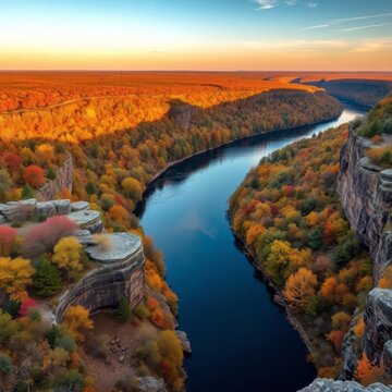 Buffalo national river in arkansas beautiful in colorful autumn season view from above River landscapes Ultra realistic Photorealistic landscape photographywater travel sky beautiful tourism outdoor
