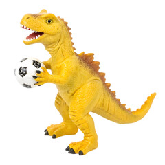 Naklejka premium footballer-dino-bab-yellow-dragon-tai on white background 