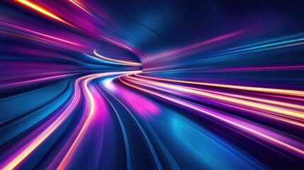Abstract Speed light trails effect path, fast moving neon futuristic technology background, future virtual reality, motion effect, curve of neon bright, highway speed light, with.