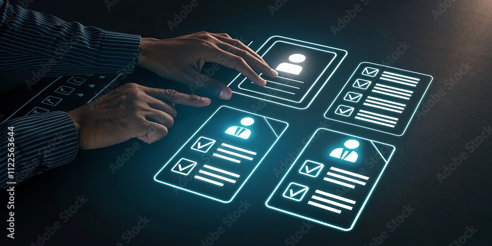 Aufkleber a person is pointing at a screen with a person on it