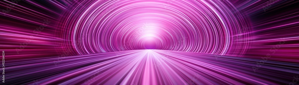 Poster a vibrant, pulsating tunnel of pink light, suggesting motion and depth, creating a surreal and immer