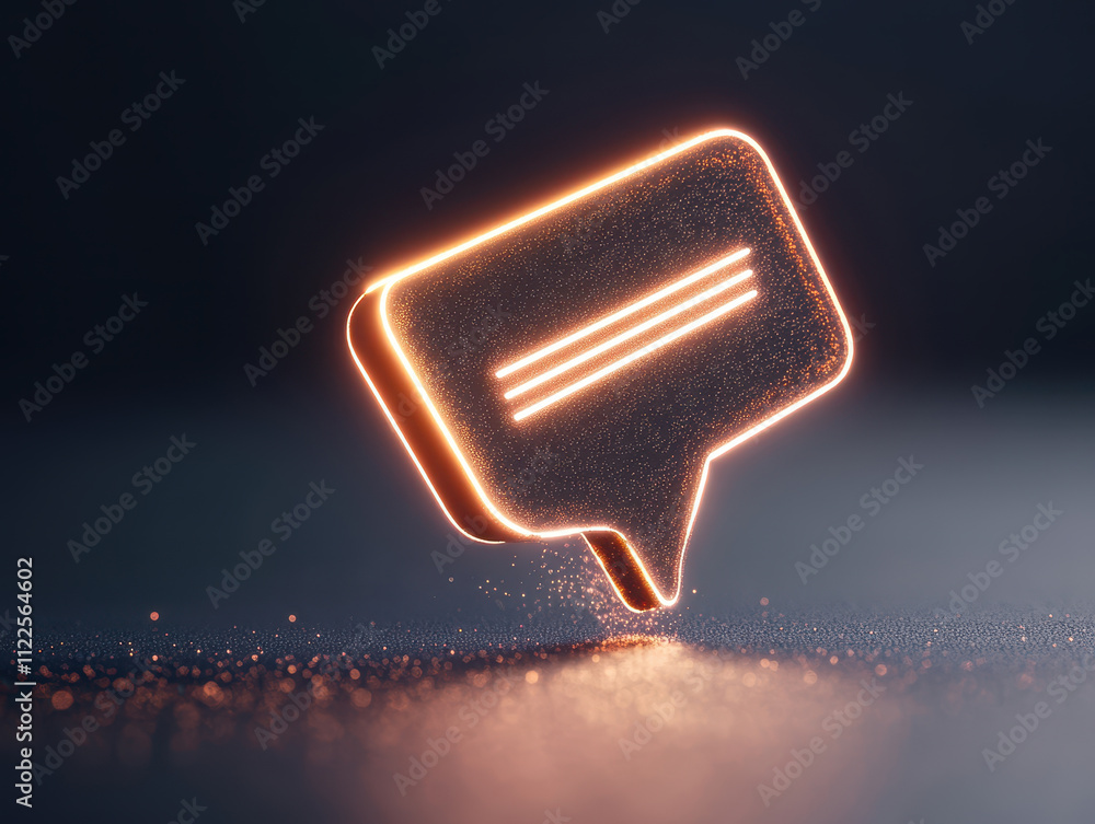 Aufkleber glowing chat bubble symbolizing communication and connection in digital space. design features minim