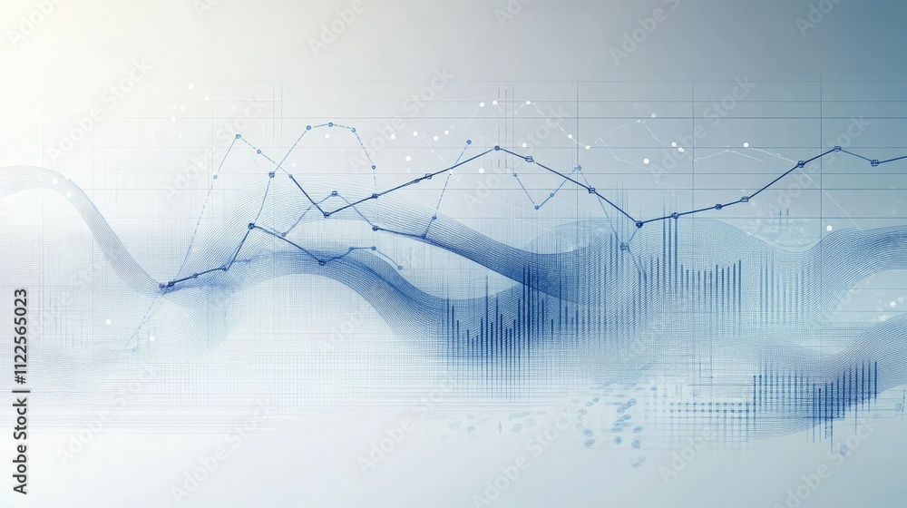 Poster a sleek abstract graph design with fluctuating lines and grid patterns, perfect for presentations, w