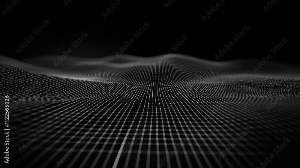 Poster a sleek abstract graph design with fluctuating lines and grid patterns, perfect for presentations, w