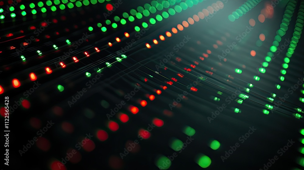 Poster a stock market trading screen with green and red indicators, perfect for a dynamic finance backgroun