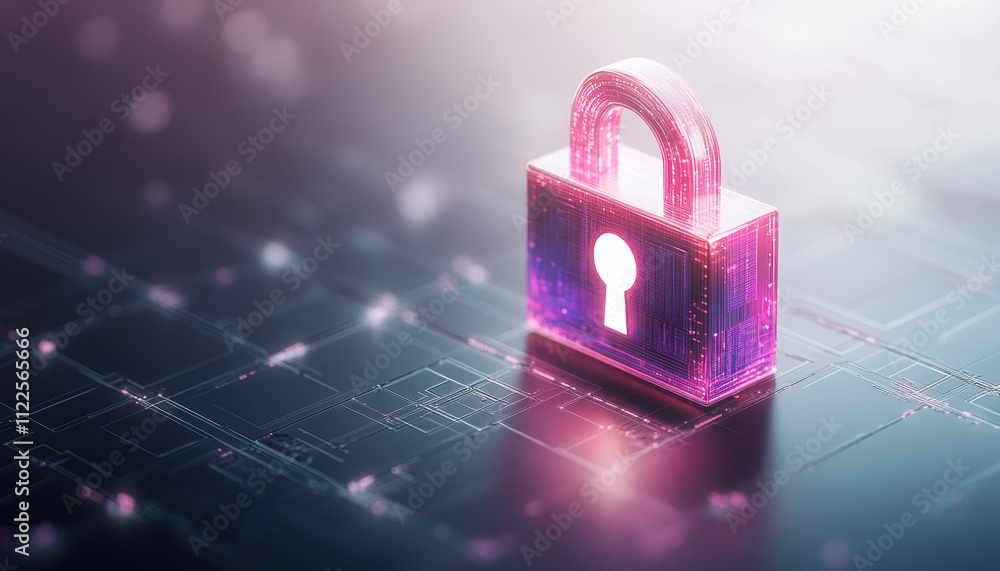 Aufkleber glowing digital padlock symbolizes data security and encryption, representing advanced technology an
