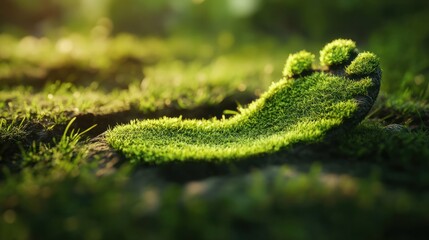 Obraz premium A vibrant green footprint made of grass, symbolizing sustainability and eco-friendly living. Perfect for themes related to environmental conservation and green energy.