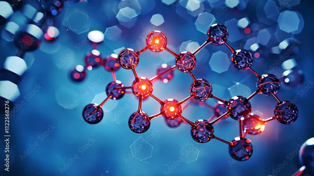 Poster a detailed view of a cell phone with vibrant lights illuminating its screen, a microscopic view of t