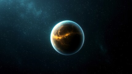Fototapeta premium Glowing Alien Planet in Dark Nebula Space Exploration Cosmic Background Sci Fi Fantasy