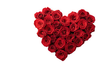 A striking red rose heart with subtle, for valentine, creating an elegant and focused visual, isolated on a transparent background