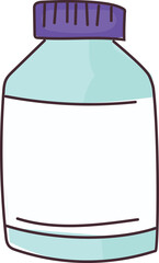 Blue medicine bottle with blank label.