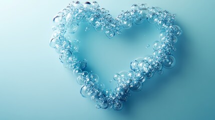 Blue Bubbles Form a Sparkling Heart, Perfect for Valentine s Day, Care, and Love Backgrounds
