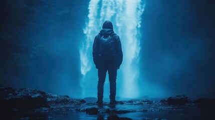 Obraz premium A person looking at the horizon, feeling both hopeful and uncertain about the future 