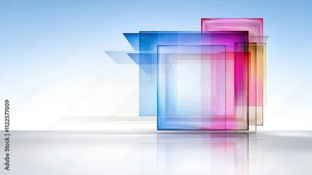 Poster abstract geometric shapes colorful translucent cubes modern design background texture