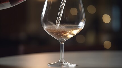 Wine being poured into a crystal glass