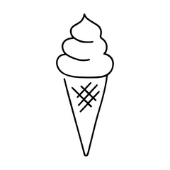 ソフトクリームのシンプルな手描き線画イラスト　透過背景の切り抜き