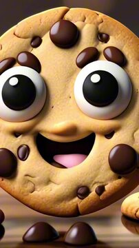 vertical 9:16 3d cookie cartoon character mascot digital art