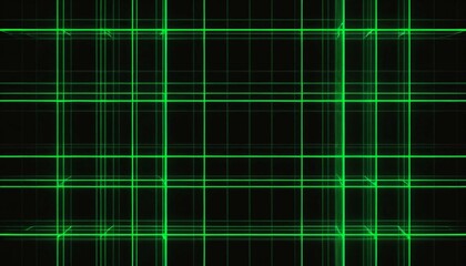 Obraz premium vAbstract digital art with green neon lines forming a grid pattern over a black background