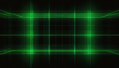 Fototapeta premium Abstract digital art with green neon lines forming a grid pattern over a black background