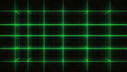 Obraz premium Abstract digital art with green neon lines forming a grid pattern over a black background