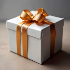 white gift box with ribbon