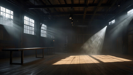 Dark Atmosphere With Fog And Spotlight Illumination Background