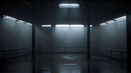 Dark Atmosphere With Fog And Spotlight Illumination Background