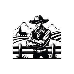 Western Cowboy Clipart Vector Illustration