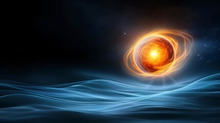 Obraz premium Cosmic Energy Orb Abstract Plasma Fiery Sun Galaxy Background