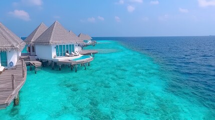 Luxurious Overwater Bungalows  Maldives  Tropical Getaway  Turquoise Waters  Island Paradi