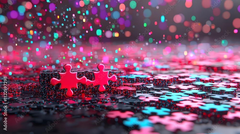 Poster abstract tech puzzle api integration connection solution