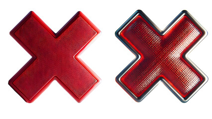 Obraz premium A set of two red coss icon isolated on transparent background, png file