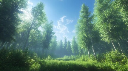 Fototapeta premium Exploring lush green forests nature digital art serene environment
