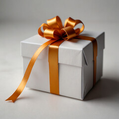 white gift box with ribbon