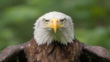 Obraz premium Majestic Bald Eagle Closeup Wild Bird Powerful Wings Intense Gaze Wildlife Photography