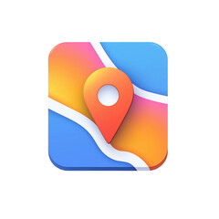 Fototapeta premium A colorful map icon featuring a location pin, symbolizing navigation and location services.