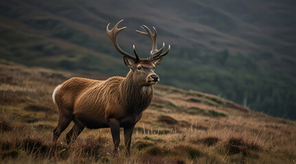 Fototapeta premium deer in the mountains. Genrative.ai 